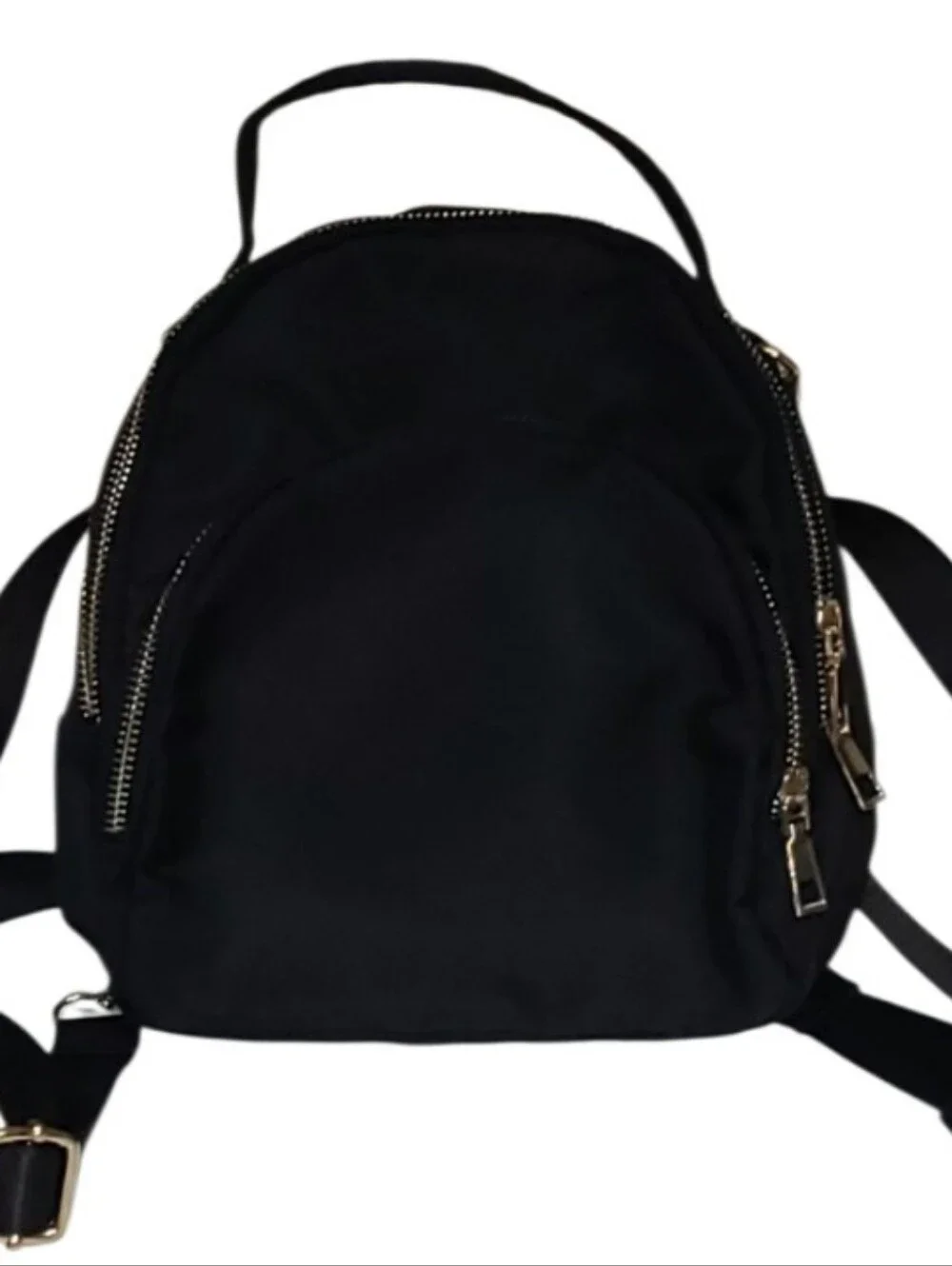 Black Nylon Mini Backpack Convertible Purse Crossbody Shoulder Bag Gold Hardware